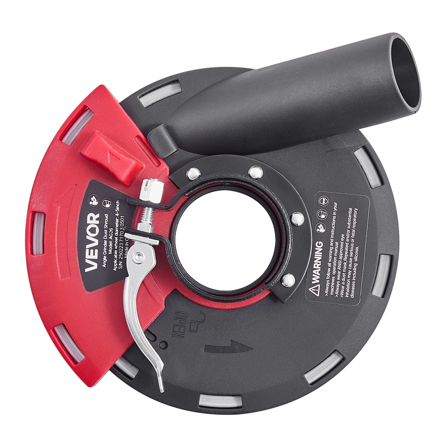 VEVOR 4-5 in Grinding Dust Shroud for Angle Grinder, Surface Grinder Dust Shroud with 6 Clamping Washers & 5 in Diamond Grinding Cup Wheel, Connect