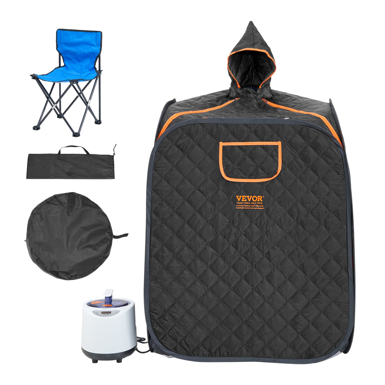 Tente de sauna à vapeur portative VEVOR avec générateur de vapeur de 1200 W, chaise et sac de rangement, couverture thérapeutique pour sauna Home