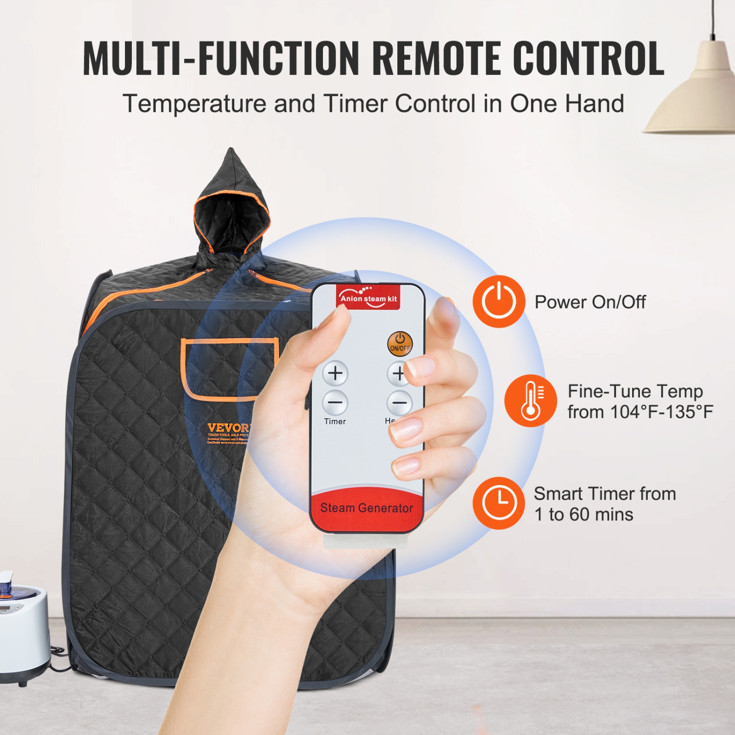 Tente de sauna à vapeur portative VEVOR avec générateur de vapeur de 1200 W, chaise et sac de rangement, couverture thérapeutique pour sauna Home