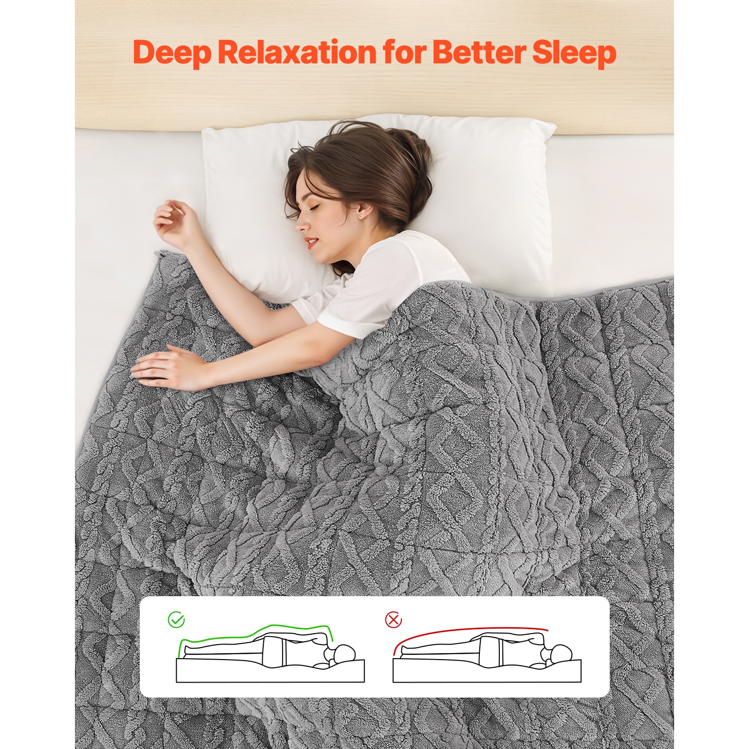 VEVOR 20 lbs Weighted Blanket, 60 x 80 in Queen Size, Sherpa Fleece Heavy Blanket with Glass Beads, Soft Warm Cozy Fluffy Touch, for 200-250 lbs