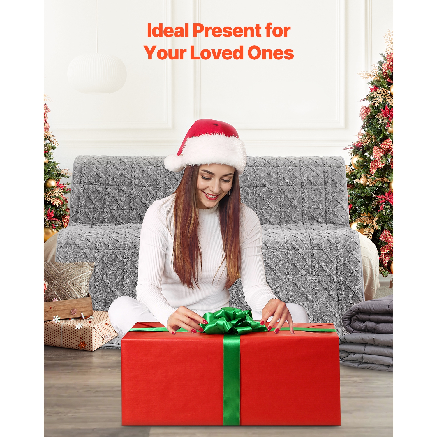 VEVOR 20 lbs Weighted Blanket, 60 x 80 in Queen Size, Sherpa Fleece Heavy Blanket with Glass Beads, Soft Warm Cozy Fluffy Touch, for 200-250 lbs