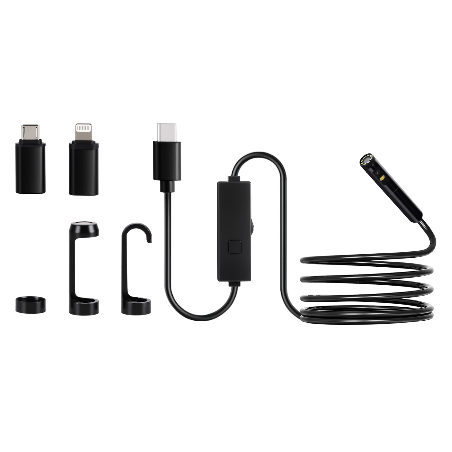 Caméra d'endoscope VEVOR 1920P HD avec lumière, lunette double lentille pour Android & iOS, caméra d'inspection avec 8 + 1 lumières LED, zoom 2X,