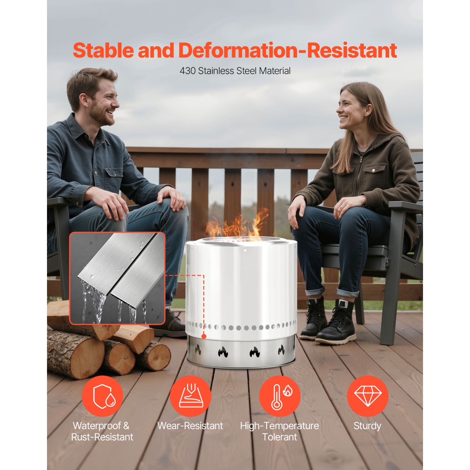 VEVOR 19.5 Inch Fire Pit Stand for Solo Stove Bonfire, Smokeless Fire Pit Ring,Stainless Steel Fireplace Stove Ranger Support Frame Accessory,