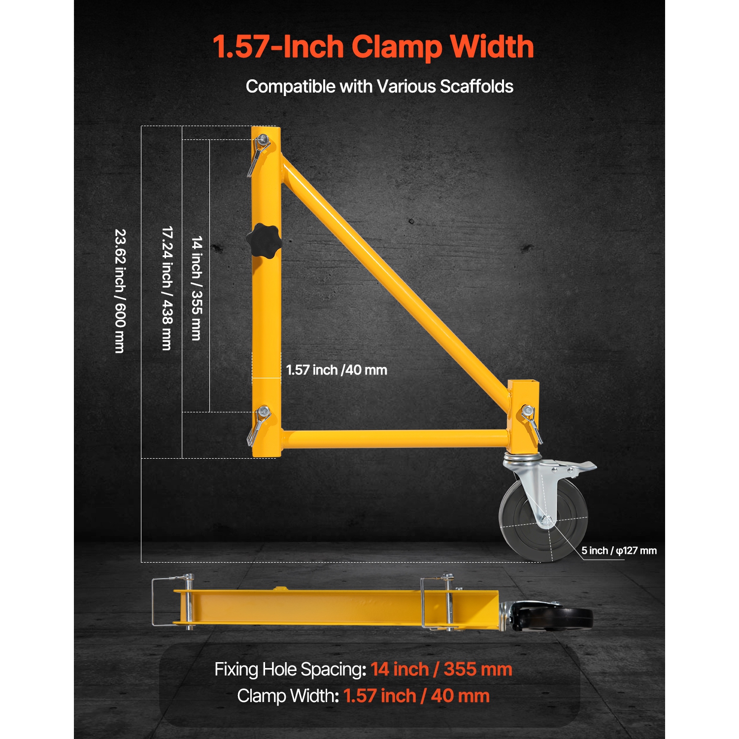 VEVOR 4-Pack Scaffold Outriggers, 1000 lbs Load Capacity Baker-Style Accessory with Swivel Casters, Carbon Steel Scaffold Wheel System with Rust