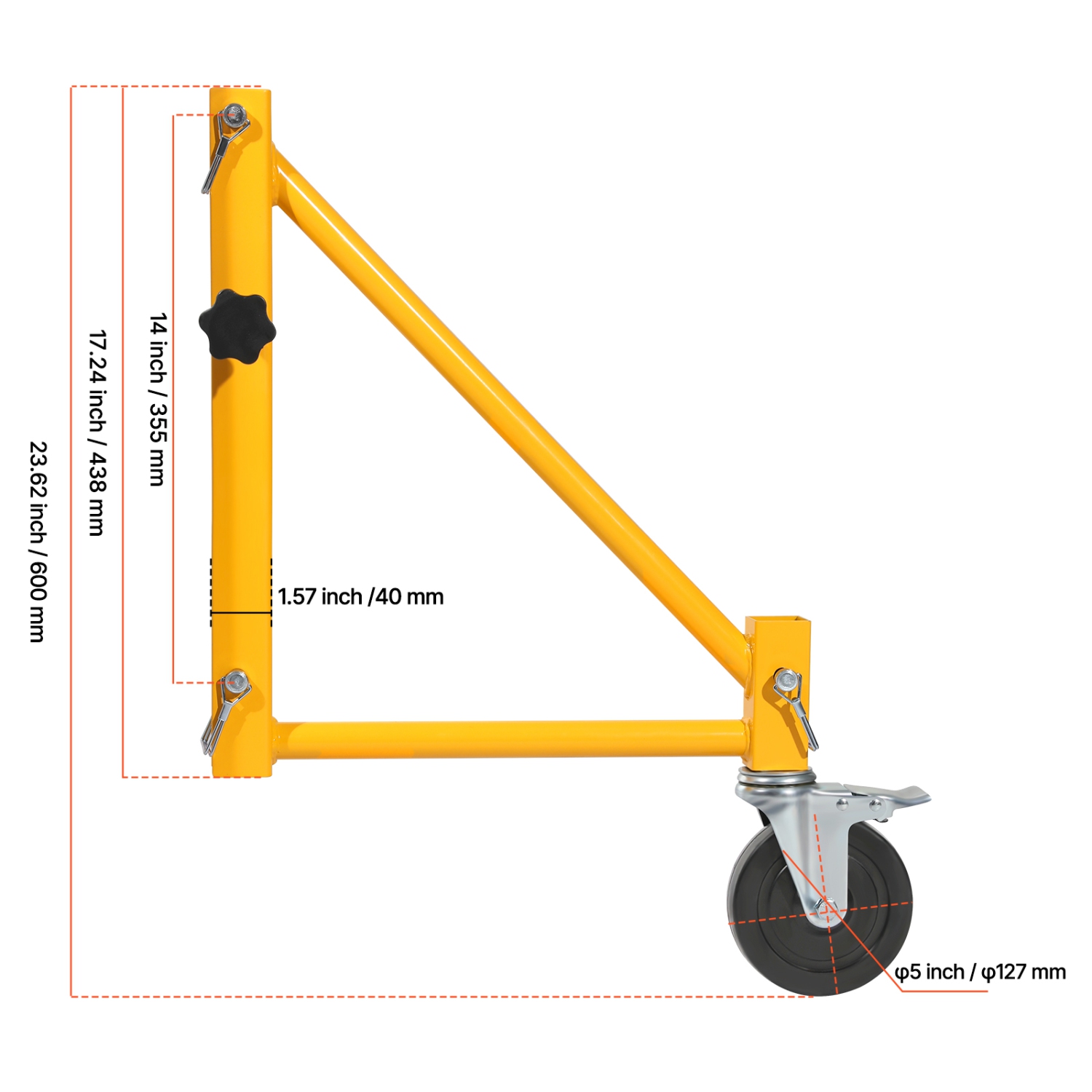 VEVOR 4-Pack Scaffold Outriggers, 1000 lbs Load Capacity Baker-Style Accessory with Swivel Casters, Carbon Steel Scaffold Wheel System with Rust