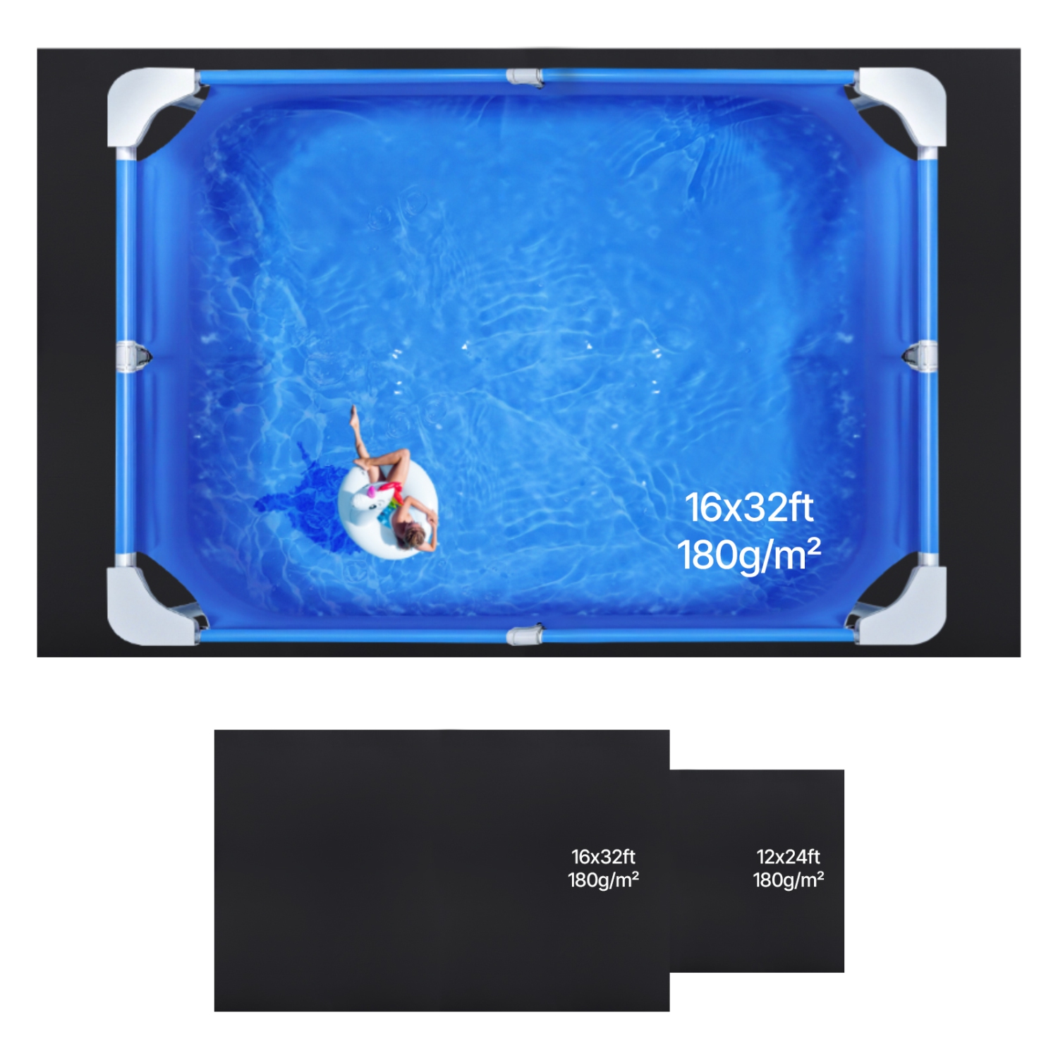 VEVOR 16 x 32 ft Rectangle Pool Liner Pad, Pool Liner Pad for Above Ground Swimming Pools, Extra-Thick Pool Mat, Prevents Punctures, Recycled