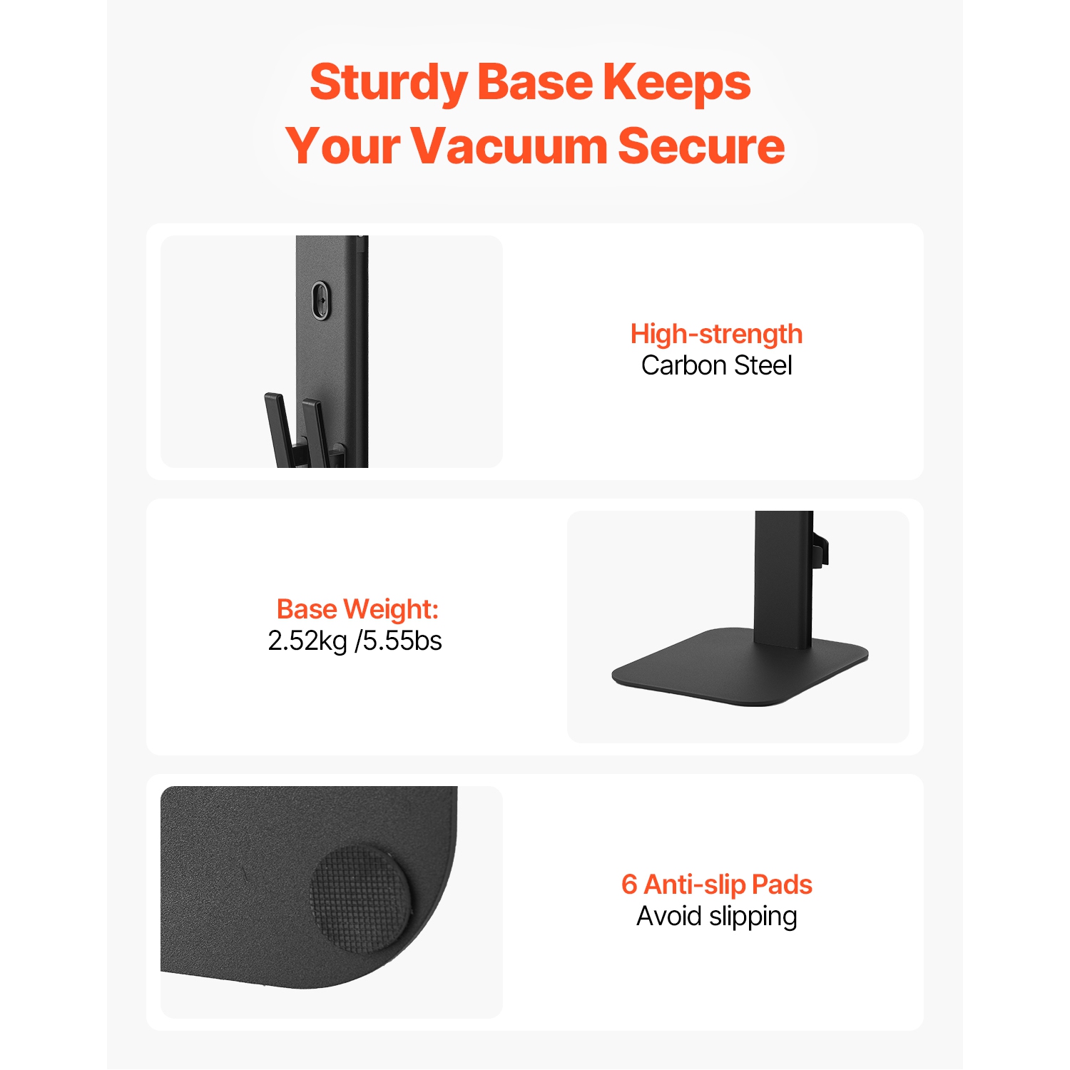 VEVOR Vacuum Stand, fit Dyson G5 V15 V12 V11 V10 V8 V7 V6 Series Upright Vacuums Cleaners & Accessories, Stable Vacuum Stand Holder with 6 Hooks and