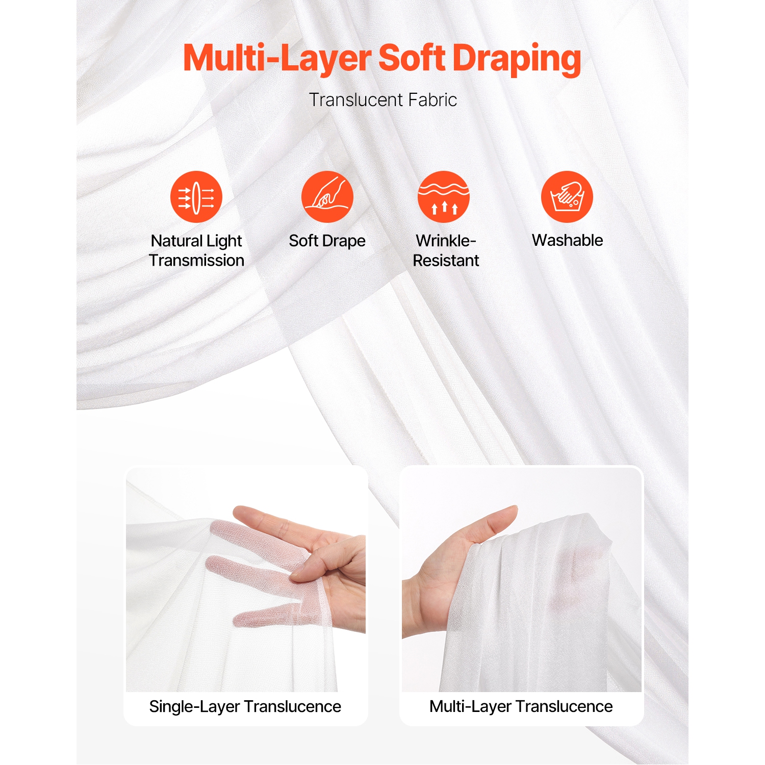 VEVOR 3 Packs Artificial Wedding Arch Flowers Kit, with Drapes Kit- 2 Pcs Floral Arrangement, 1 Pcs Sheer Drapes, for Ceremony Bouquets Reception