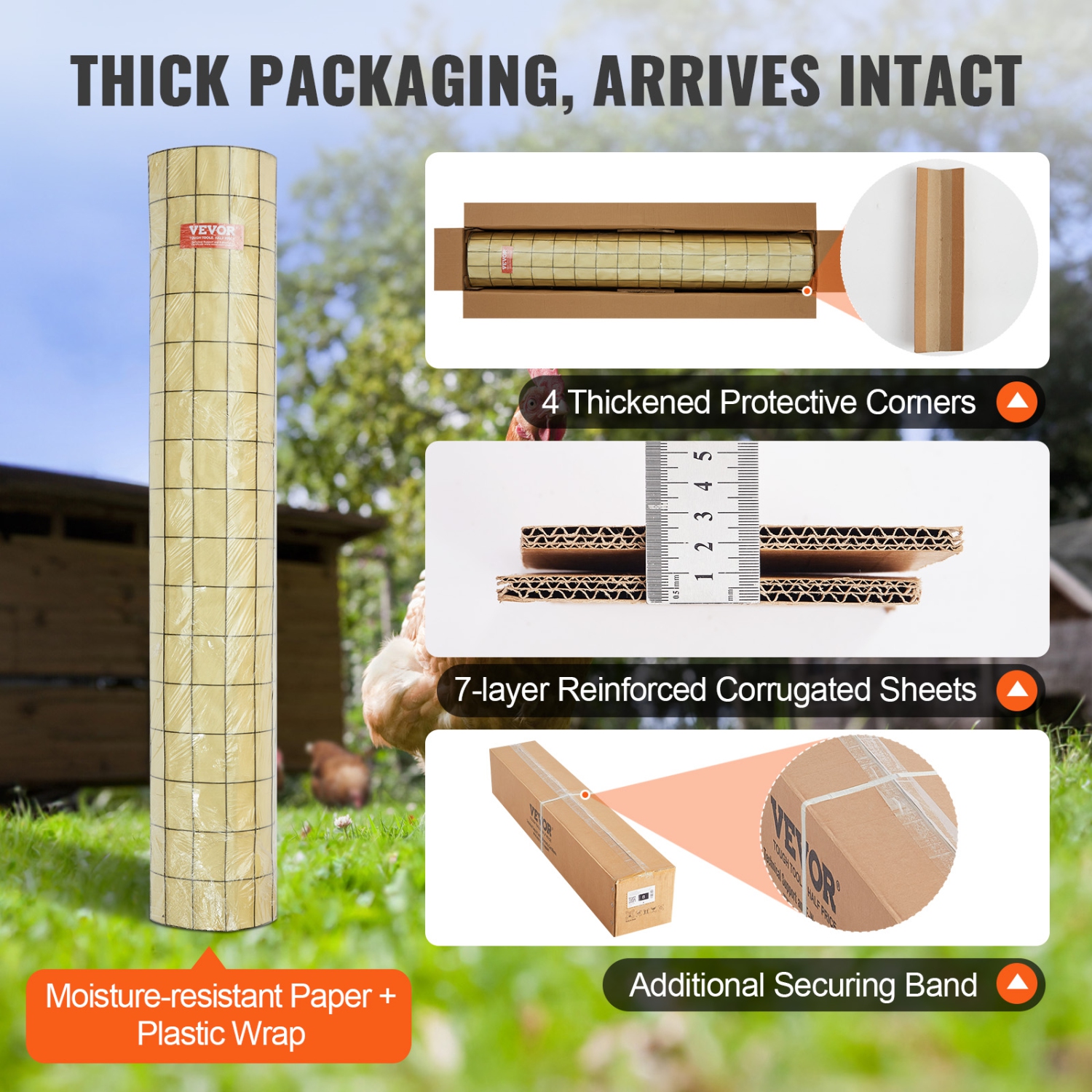 VEVOR 48'' x 50' Hardware Cloth, Galvanized Wire Mesh Roll, 16 Gauge Chicken Wire Fence Roll, Vinyl Coating Metal Wire Mesh for Chicken Coop Barrier,