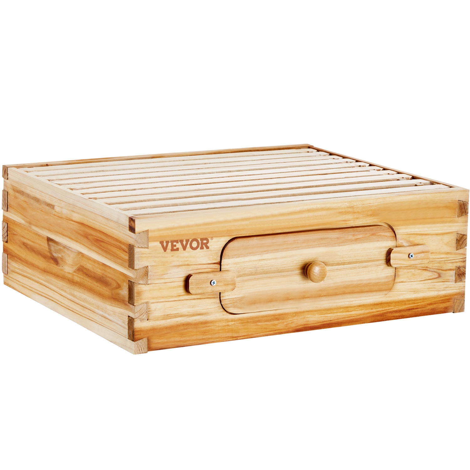 VEVOR Bee Hive Medium Box Starter Kit, 100% Beeswax Coated Natural Cedar Wood, Langstroth Beehive Kit with 10 Frames and Foundations, Transparent