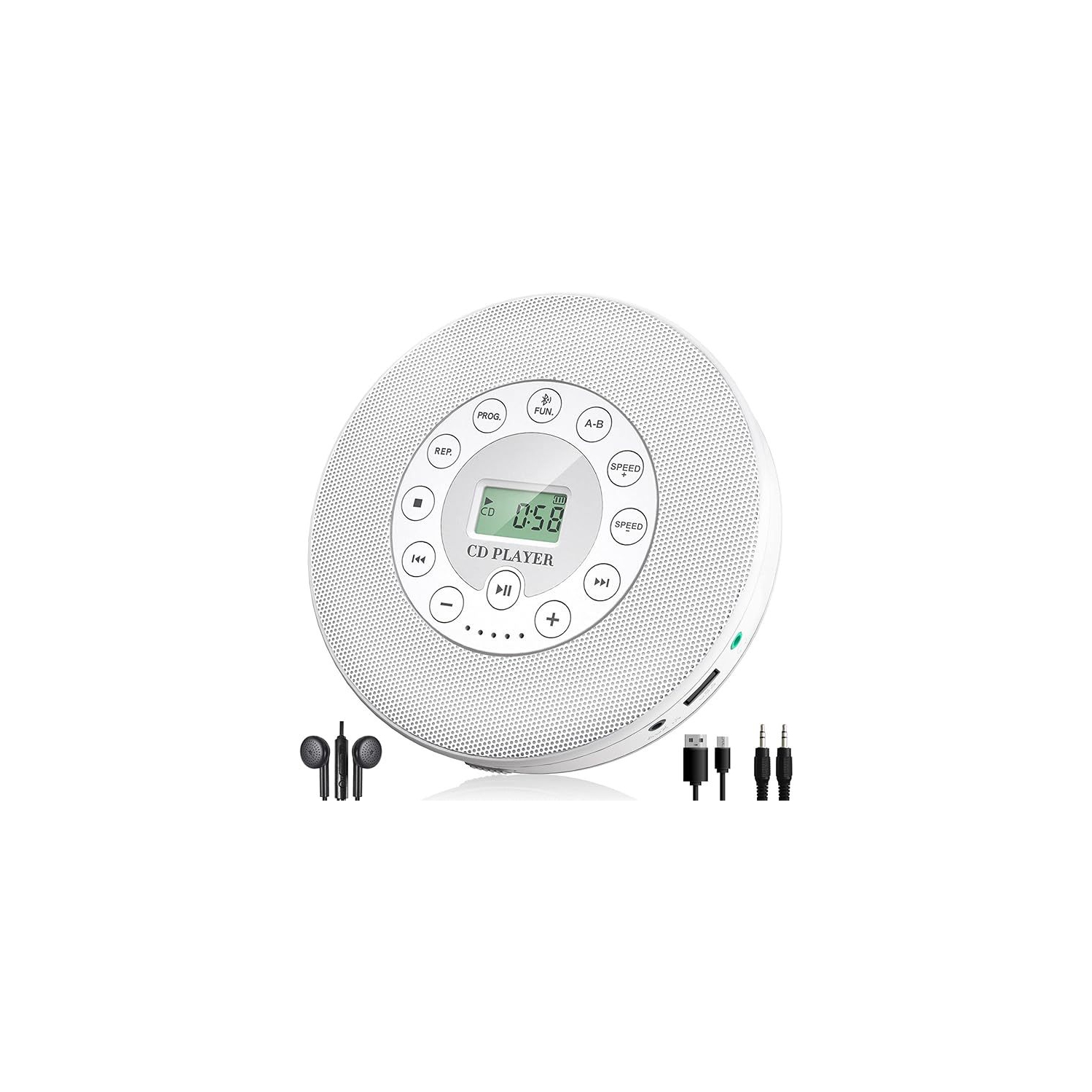 Répéteur CD multifonctionnel, interface USB, machine d'enseignement prénatal, batterie rechargeable, deux haut-parleurs stéréoCD, CD-R, CD-RW, MP3,