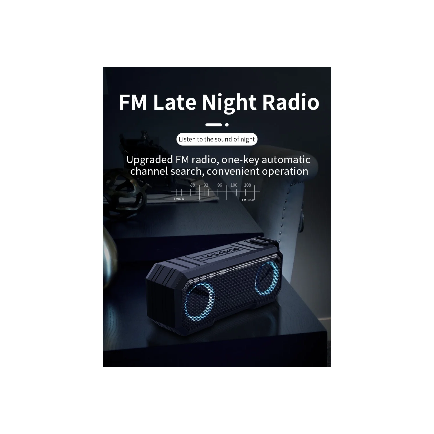 IPX7 waterproof smart speaker with power bank function, portable outdoor high-endurance HIFI Bluetooth speaker, 3000mAh high-power 3D sound - black