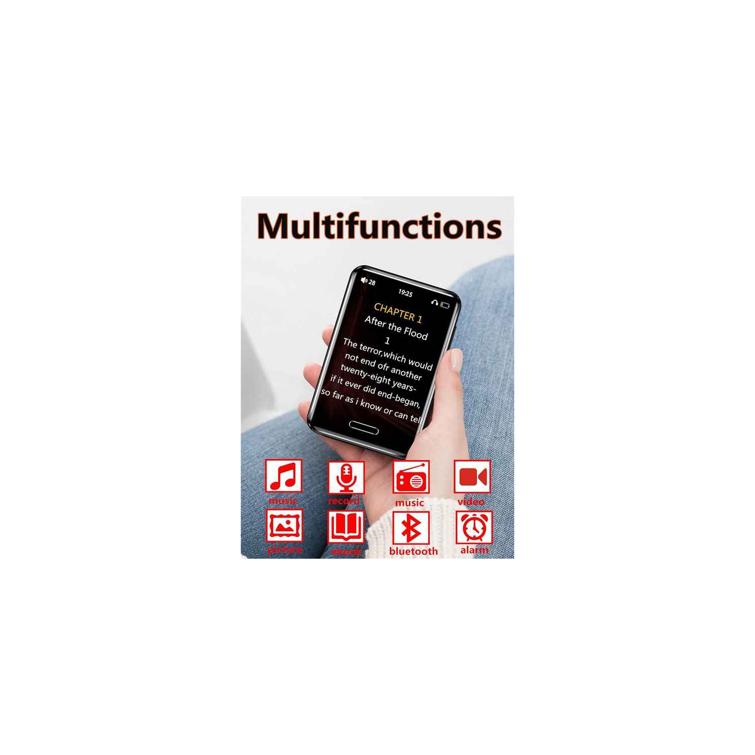 2025 New 2.8 inch Metal MP3 Player Student Touch Bluetooth MP4 Lossless Card Music Player Lossless Sound Quality Digital Audio Player Built-in HD