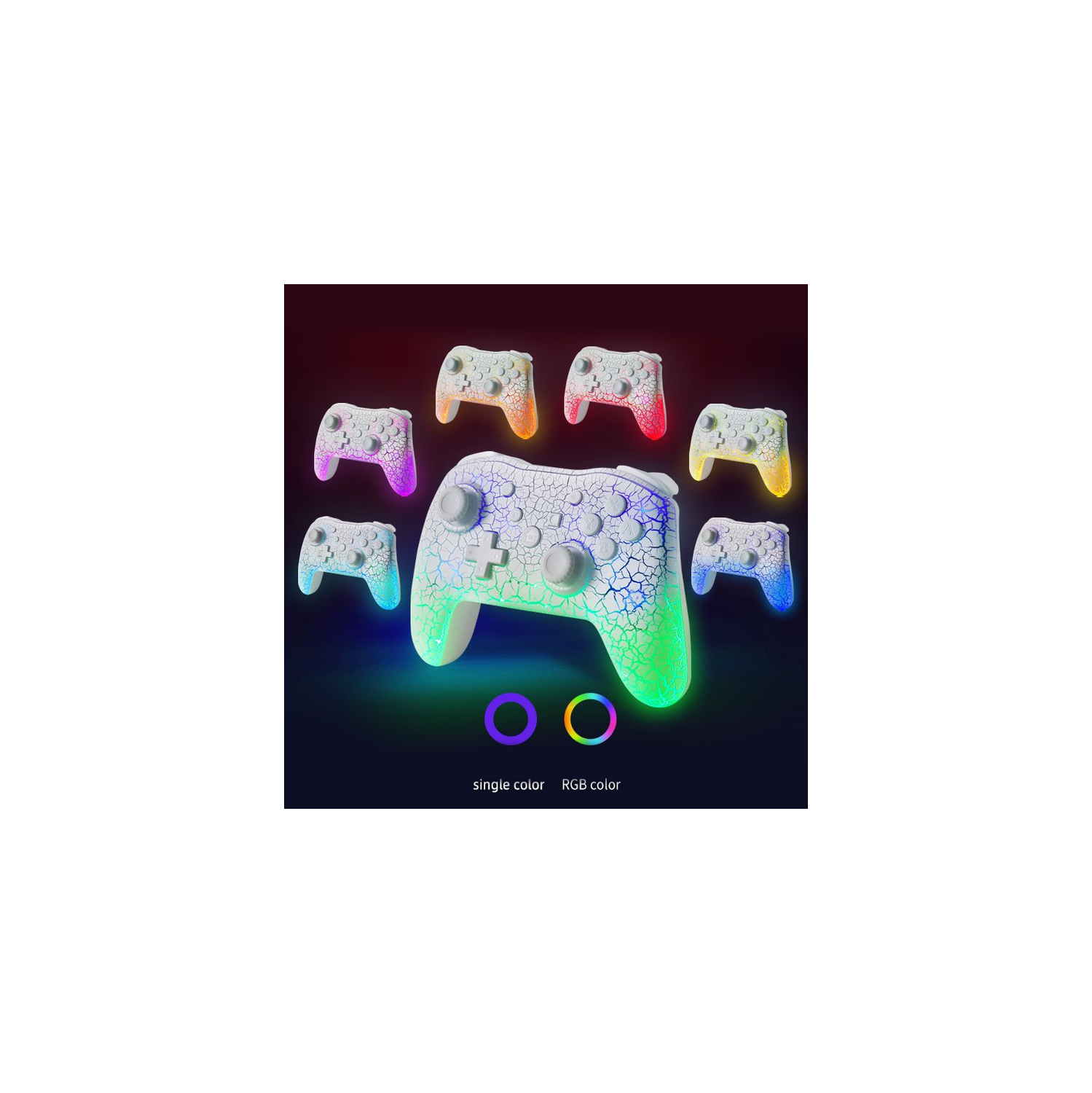 Switch jeu manette sans fil Bluetooth PC ordinateur Android contrôleur à six axes somatosensory fonction flash vibration lumière colorée blanc cassé
