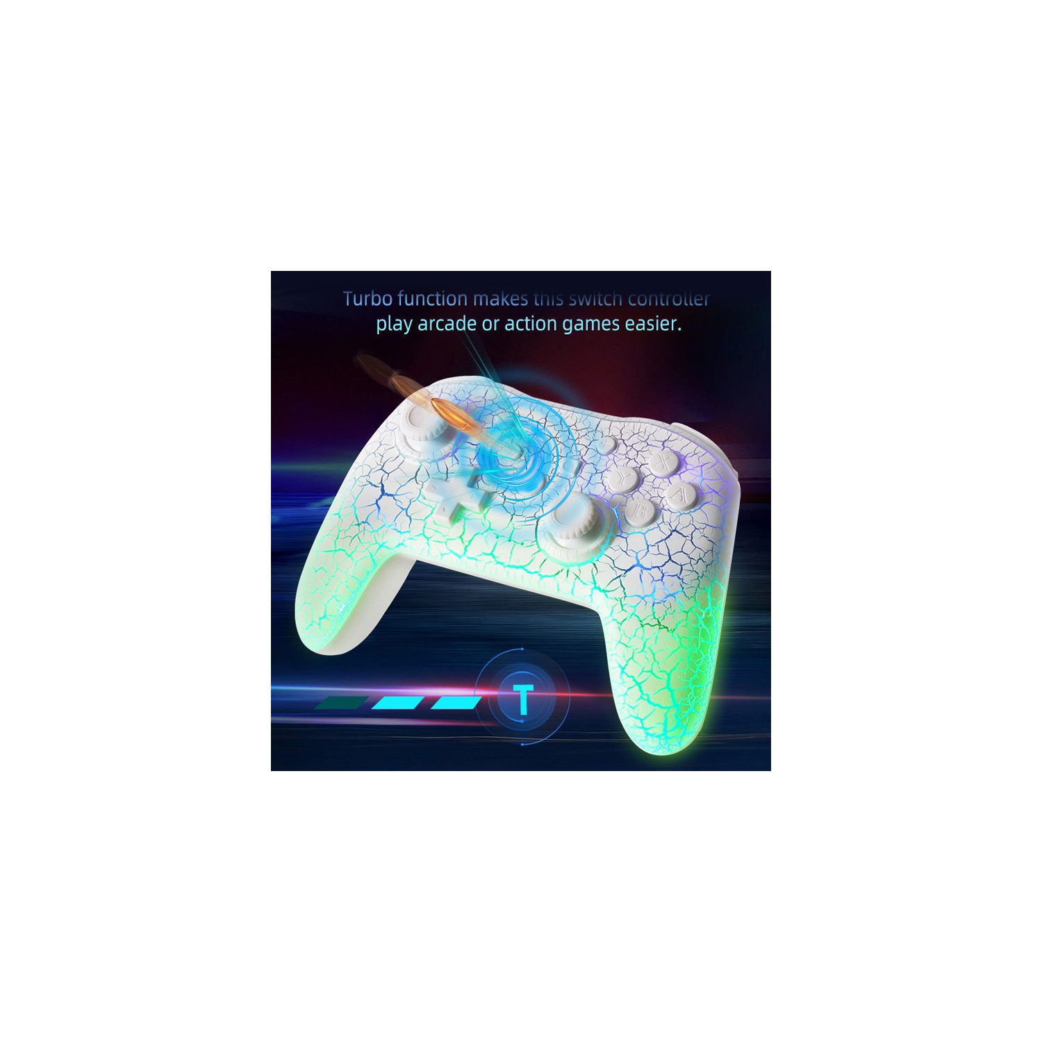 Switch jeu manette sans fil Bluetooth PC ordinateur Android contrôleur à six axes somatosensory fonction flash vibration lumière colorée blanc cassé