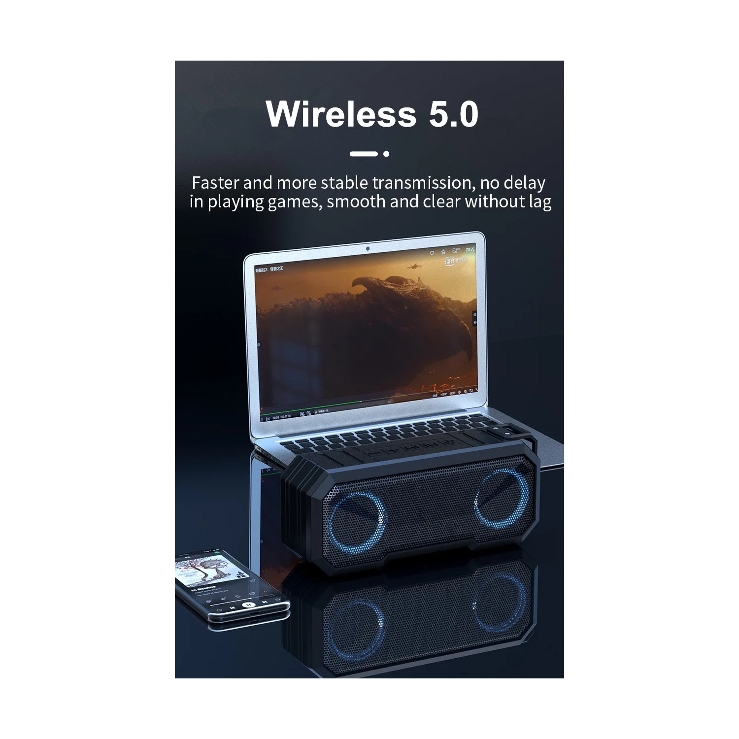 IPX7 waterproof smart speaker with power bank function, portable outdoor high-endurance HIFI Bluetooth speaker, 3000mAh high-power 3D sound -re'd