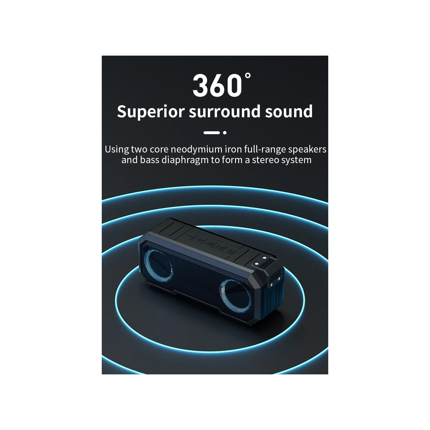 IPX7 waterproof smart speaker with power bank function, portable outdoor high-endurance HIFI Bluetooth speaker, 3000mAh high-power 3D sound -re'd