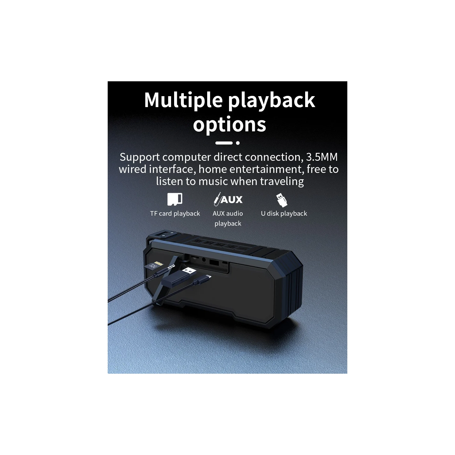 IPX7 waterproof smart speaker with power bank function, portable outdoor high-endurance HIFI Bluetooth speaker, 3000mAh high-power 3D sound -re'd