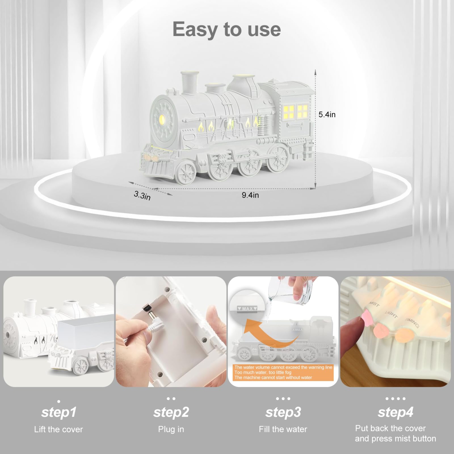 Diffuseur d'aromathérapie de train, diffuseur ultrasonique à brume froide 300&nbsp;ml avec télécommande pour chambre, bureau, hôtel