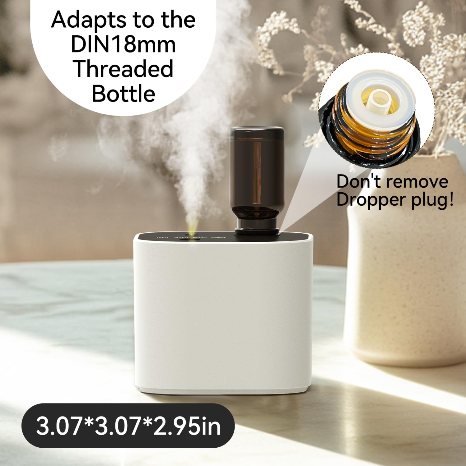 Portable Essential Oil Diffuser, Mini Waterless Aromatherapy Machine with Smart Timer for Home, Office, Bedroom
