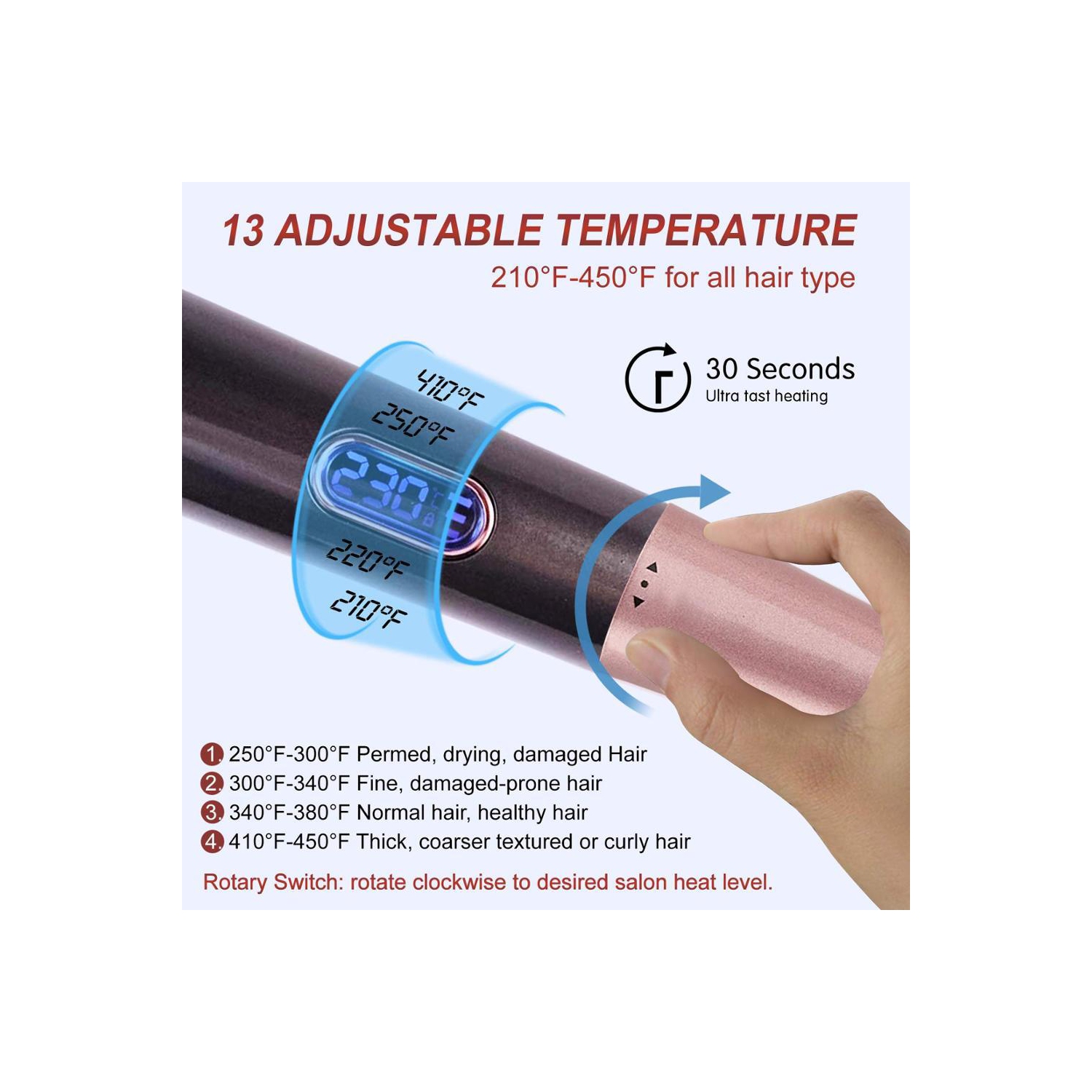 Curling Iron, Electric Automatic Spiral Curling Iron, 2-in-1 Twisted Straight Curling Iron Wave Splint, Temperature Display Adjustable Curling Iron