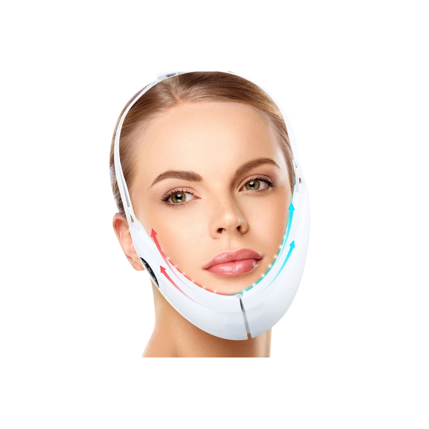 Dispositif amincissant micro-courant EMS pour le visage, masseur à lumière rouge et bleue pour le retrait du menton double et contour du visage en