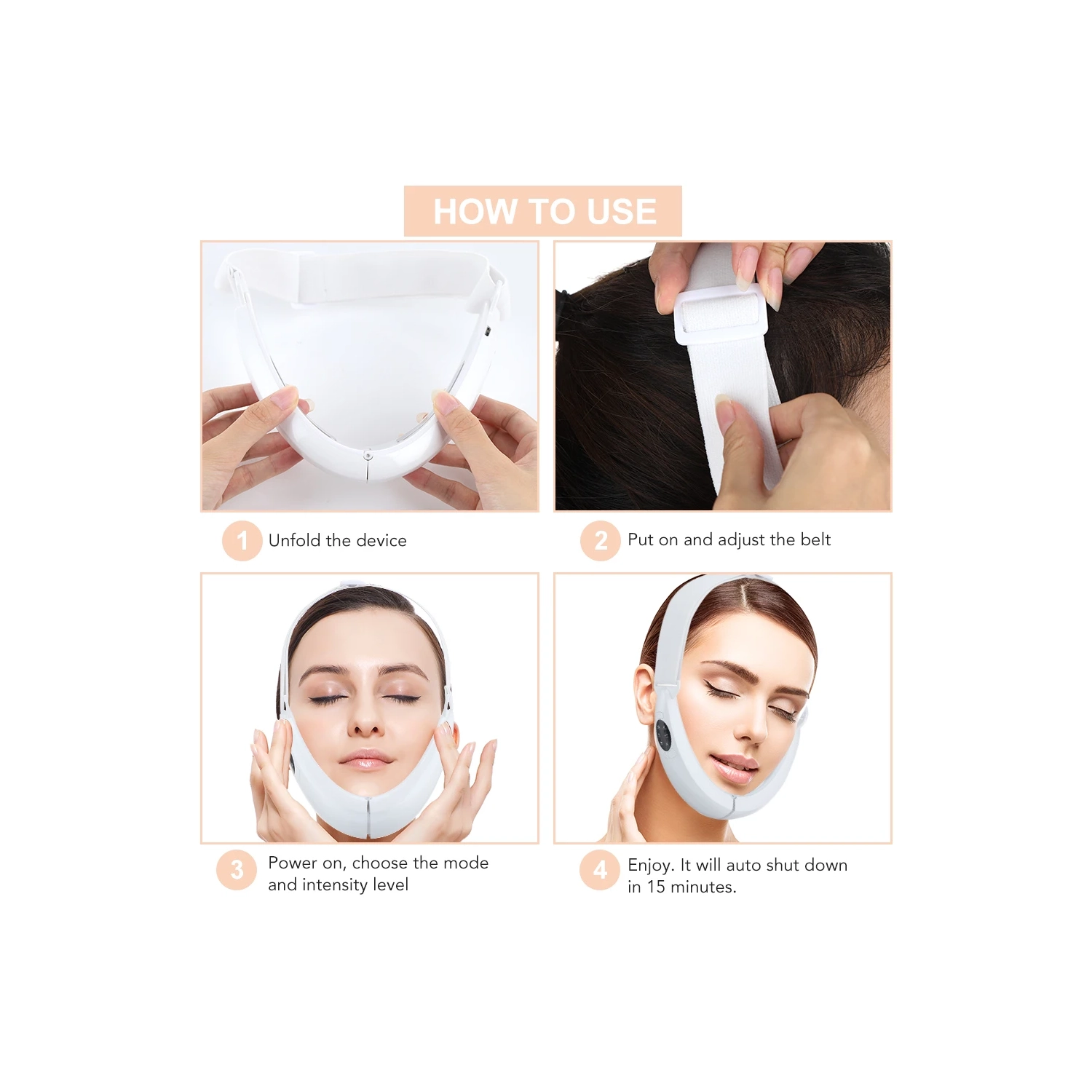 Dispositif amincissant micro-courant EMS pour le visage, masseur à lumière rouge et bleue pour le retrait du menton double et contour du visage en