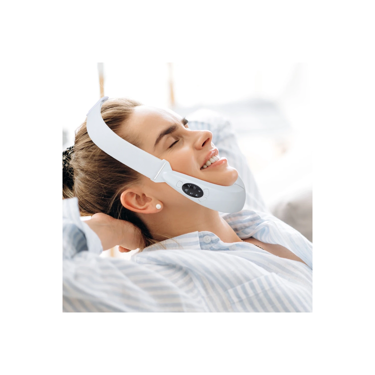 Dispositif amincissant micro-courant EMS pour le visage, masseur à lumière rouge et bleue pour le retrait du menton double et contour du visage en