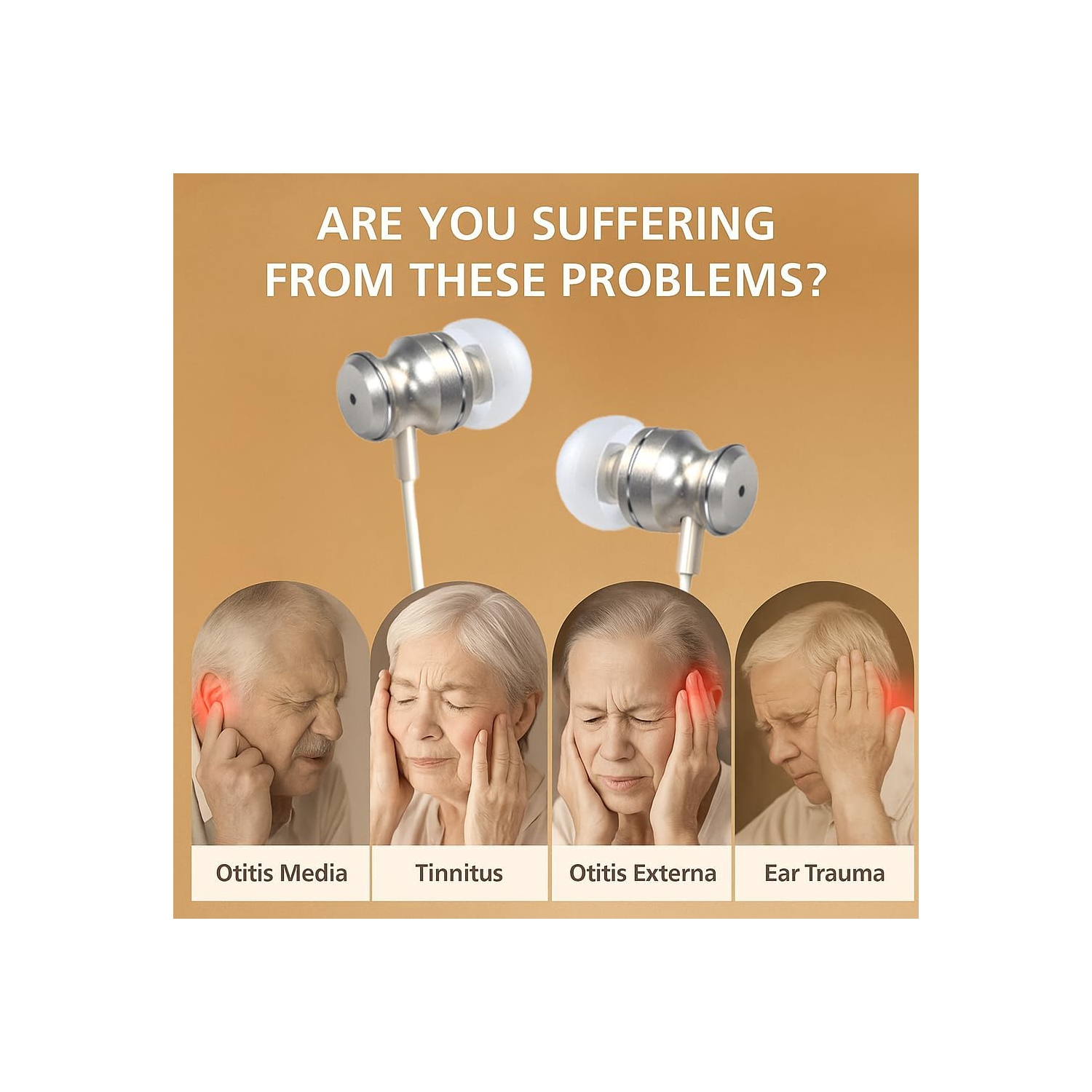 Appareil de thérapie à la lumière rouge, 650&nbsp;nm thérapeutique à la lumière rouge pour les oreilles avec USB et type C, Écouteurs boutons