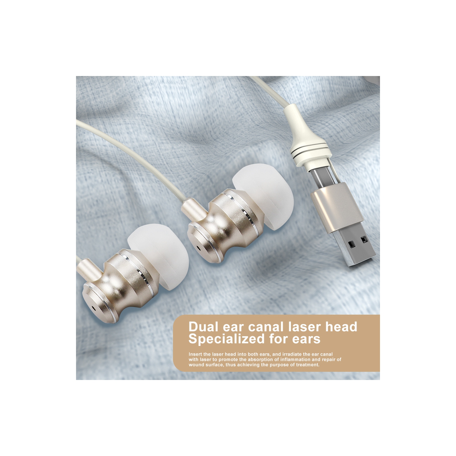 Appareil de thérapie à la lumière rouge, 650&nbsp;nm thérapeutique à la lumière rouge pour les oreilles avec USB et type C, Écouteurs boutons