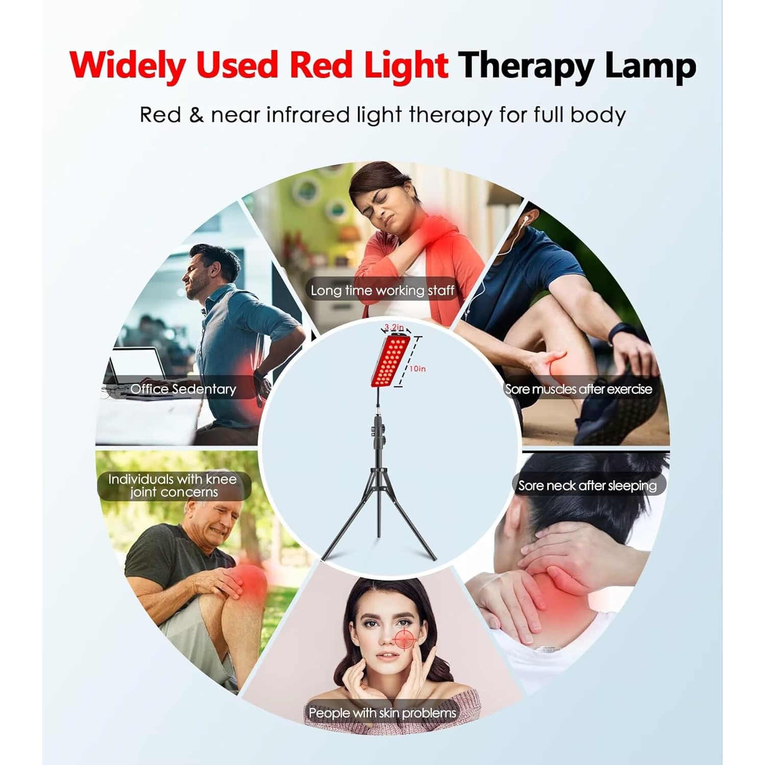 Red Light Therapy Lamp,Infrared Light Therapy Panel Lamp with Stand,660nm Red Light & 850nm Near Infrared Light Device for Body Pain Relief Skin Care