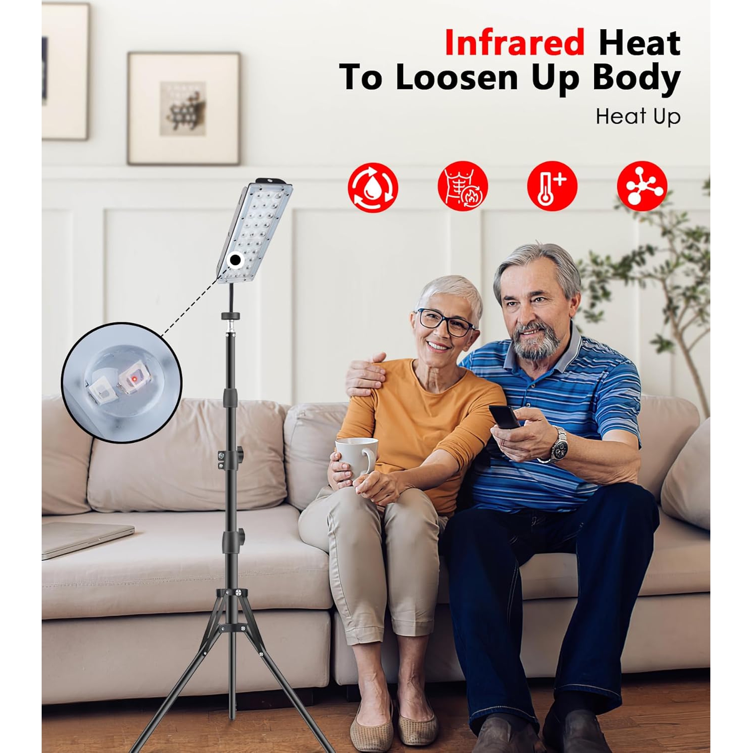 Red Light Therapy Lamp,Infrared Light Therapy Panel Lamp with Stand,660nm Red Light & 850nm Near Infrared Light Device for Body Pain Relief Skin Care