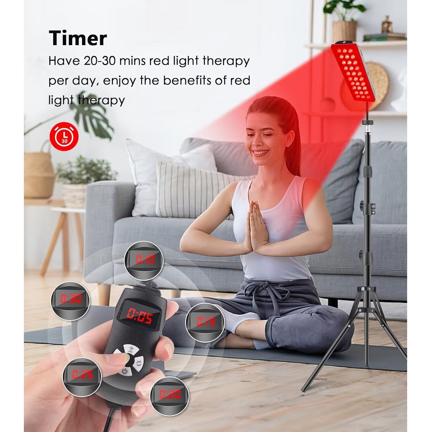 Red Light Therapy Lamp,Infrared Light Therapy Panel Lamp with Stand,660nm Red Light & 850nm Near Infrared Light Device for Body Pain Relief Skin Care