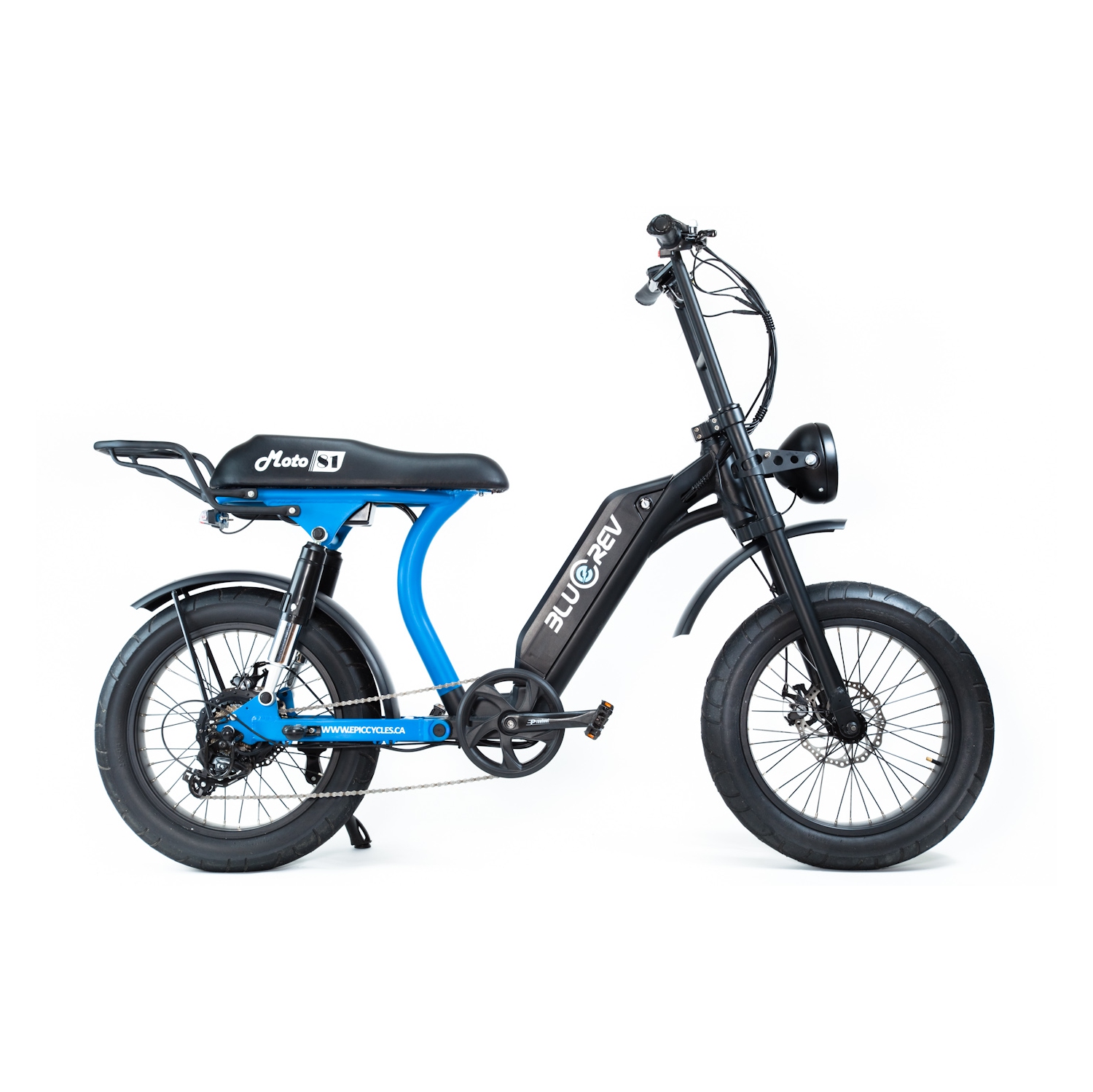 BlueRev Moto81 M-500 E-Bike |500W Motor Retro Electric Bike with Long Banana Seat|48V 17Ah Samsung Battery |50–70 km Range| Stylish Ride for Two with