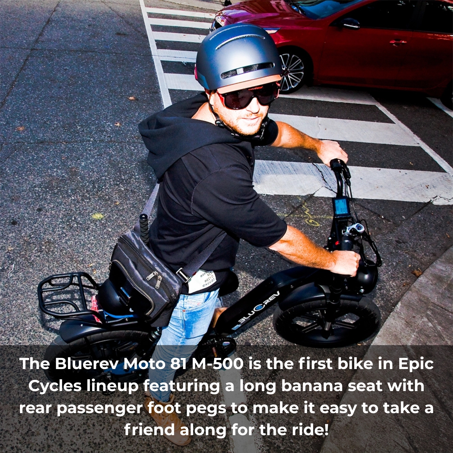 BlueRev Moto81 M-500 E-Bike |500W Motor Retro Electric Bike with Long Banana Seat|48V 17Ah Samsung Battery |50–70 km Range| Stylish Ride for Two with