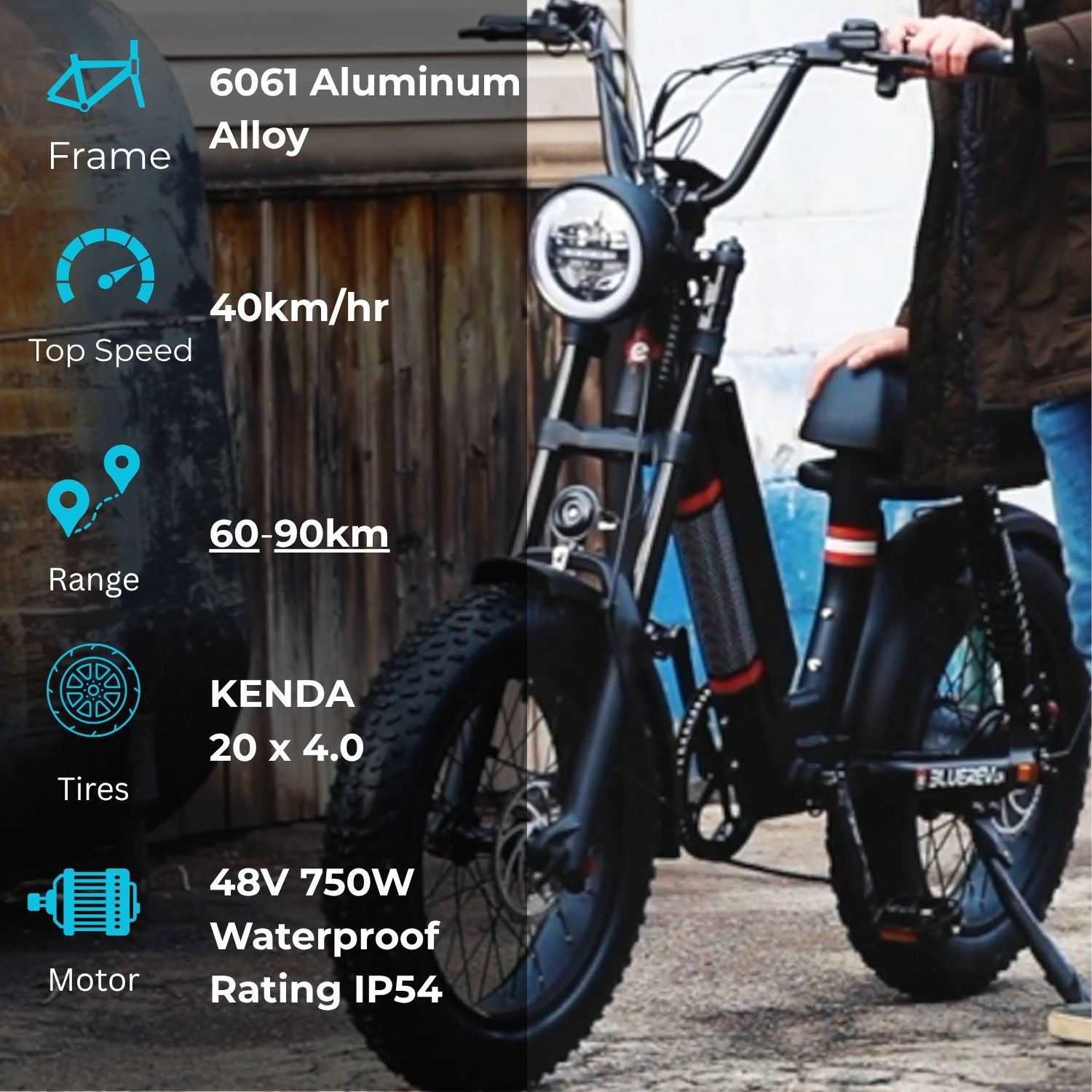 BlueRev Canadian E-Bike – Long-Range 750W Electric Bike with Up to 100km per Charge, Plush Saddle & Adjustable Handlebars – Ultimate Comfort for