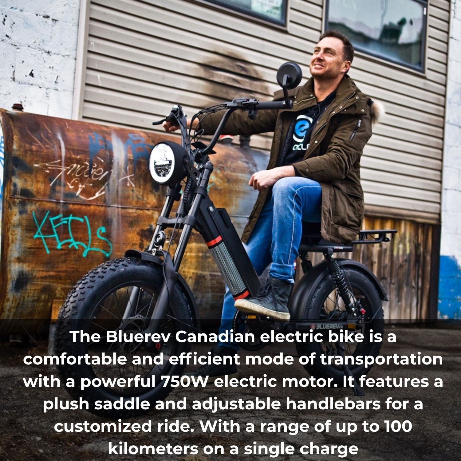 BlueRev Canadian E-Bike – Long-Range 750W Electric Bike with Up to 100km per Charge, Plush Saddle & Adjustable Handlebars – Ultimate Comfort for
