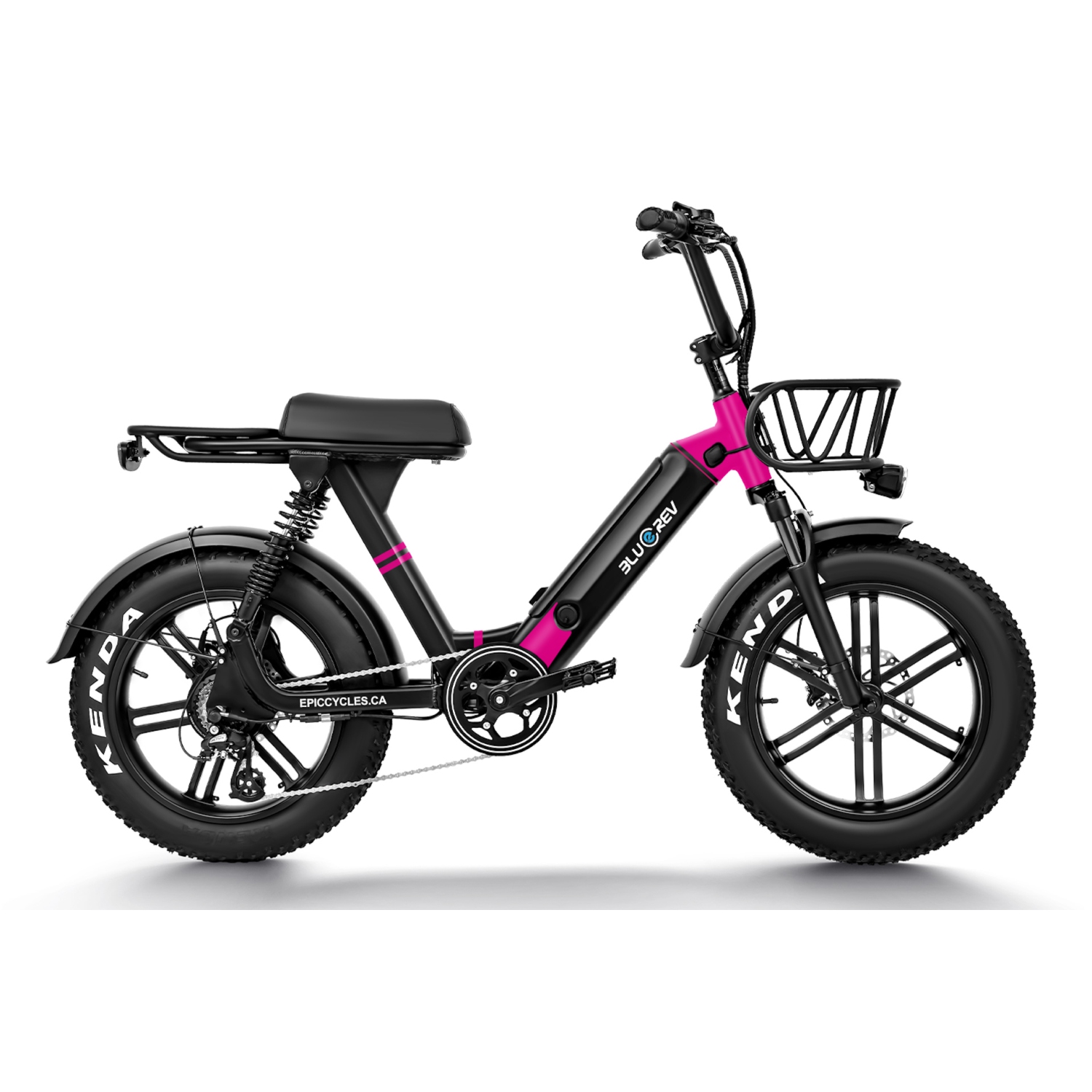 BlueRev Miami Vice E-Bike|Powerful 750W Motor Moped-Style Electric Bike with 48V 14Ah Samsung Battery|Dual Suspension & Hydraulic Disc Brakes| Fat
