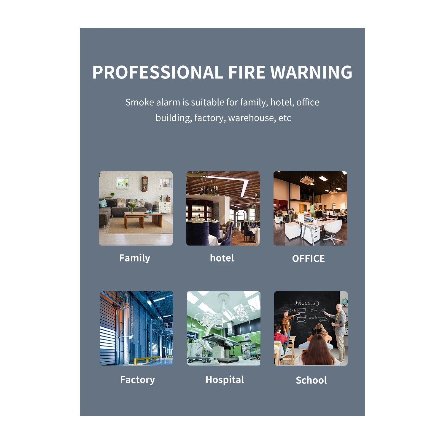 Détecteur de fumée intelligent Wi-Fi Wi-Fi à domicile de Tuya Contrôle PAR APPLICATION Détecteur de fumée et d'éclairage sans fil contrôlé PAR