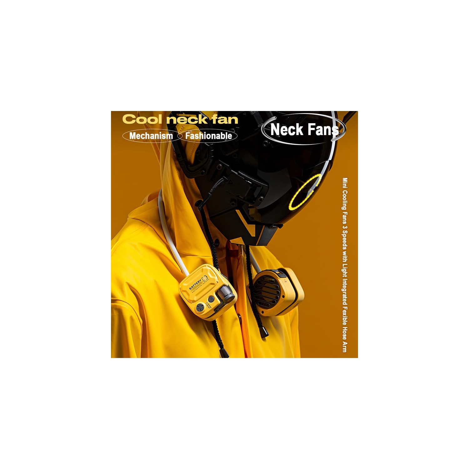 2025 Nouveau ventilateur de cou tendance prêt-à-porter pour l'extérieur Batterie 1800&nbsp;mAh, jusqu'à 5 heures LED acier au carbone léger 360°