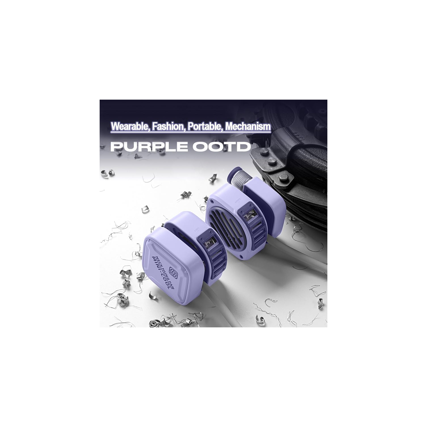 2025 Nouveau ventilateur de cou tendance prêt-à-porter pour l'extérieur Batterie 1800&nbsp;mAh, jusqu'à 5 heures LED acier au carbone léger 360°