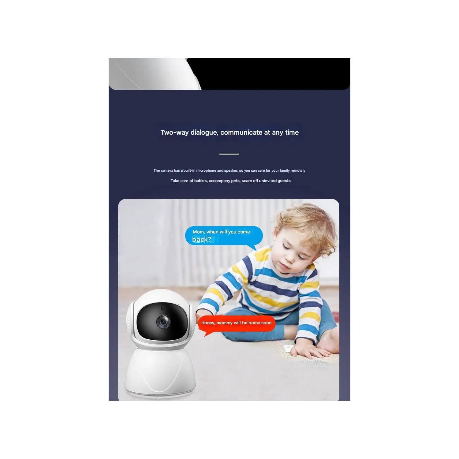 Surveillance camera, infrared night vision HD home, wireless WiFi smart camera, two-way audio 360 panoramic monitoring monitor - 64G memory card