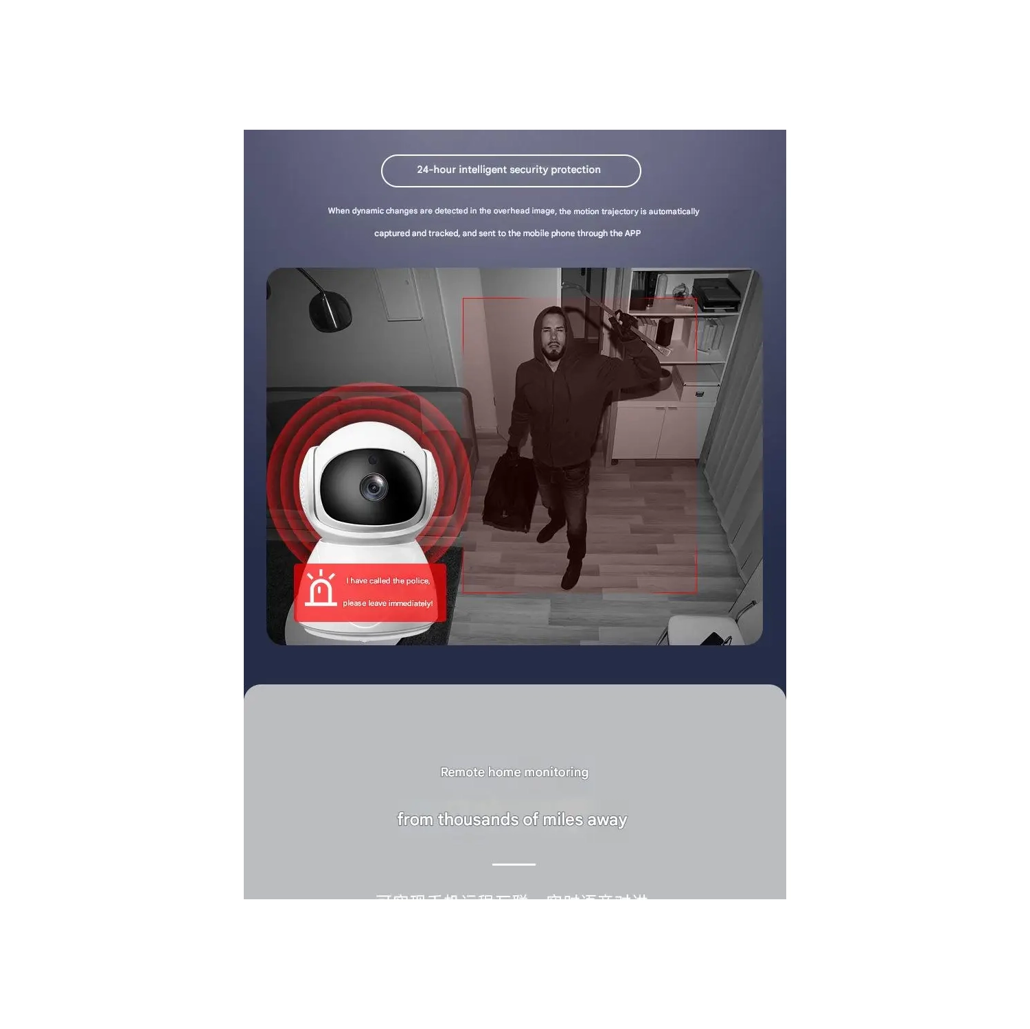 Surveillance camera, infrared night vision HD home, wireless WiFi smart camera, two-way audio 360 panoramic monitoring monitor - 32G memory card