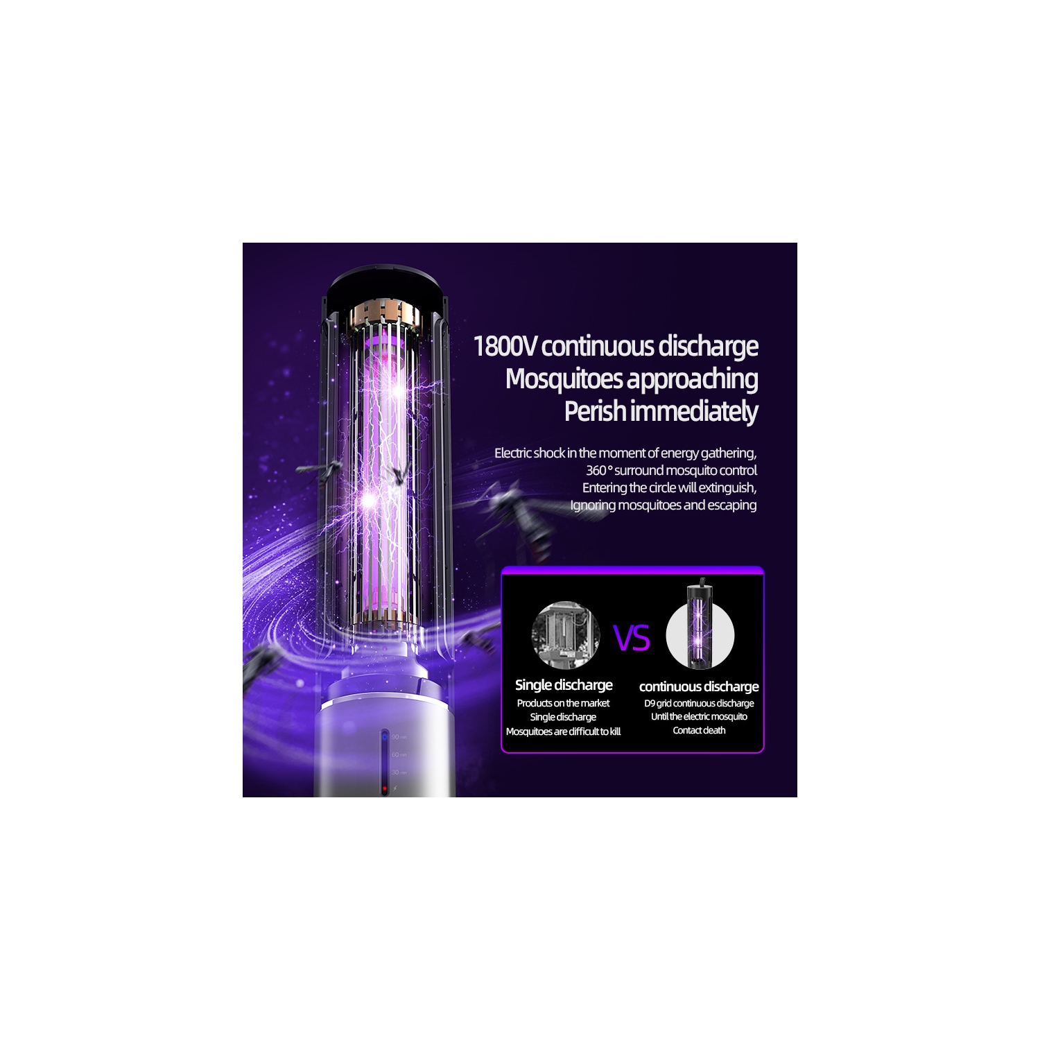 New multifunctional mosquito killer lamp electric shock outdoor portable mosquito killer lamp mosquito killer - gentleman black [rechargeable]