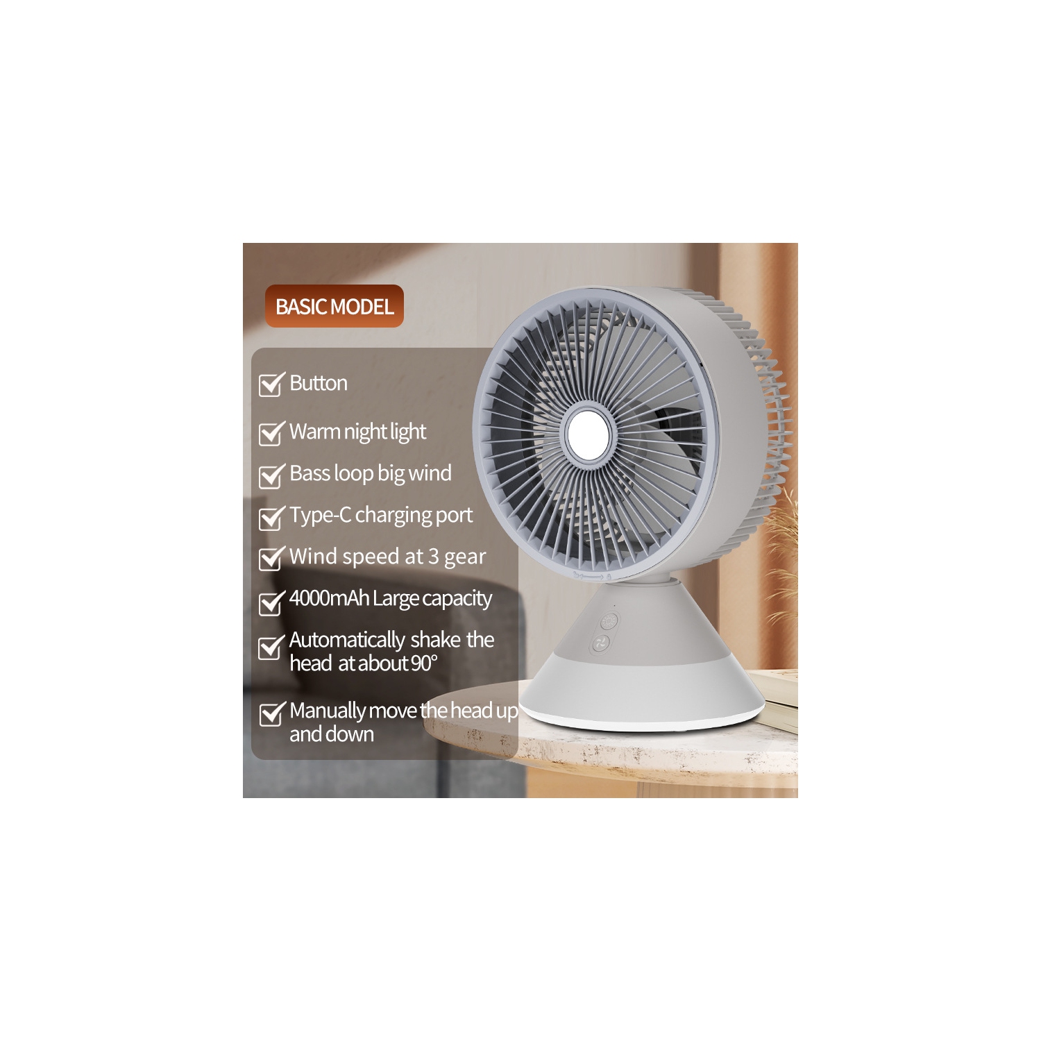 Air Circulation Fan - Ultra Quiet, Powerful, Three-Speed ​​Adjustable, 360° Tilt, Portable Mini Desk Fan for Office/Home/Car/Travel,