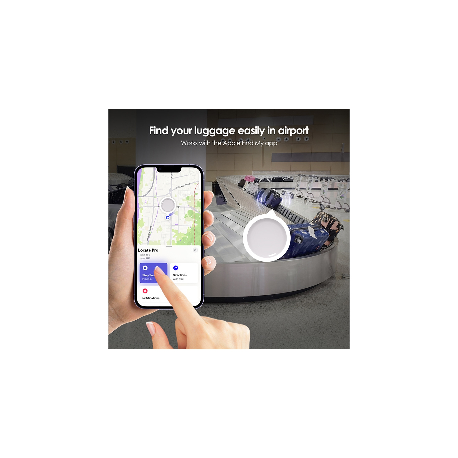 Applicable à iOS Appareil de suivi Bluetooth MFi Apple Anti-Perdu Dispositif de suivi pour enfants personnes âgées Animal de compagnie intelligent,