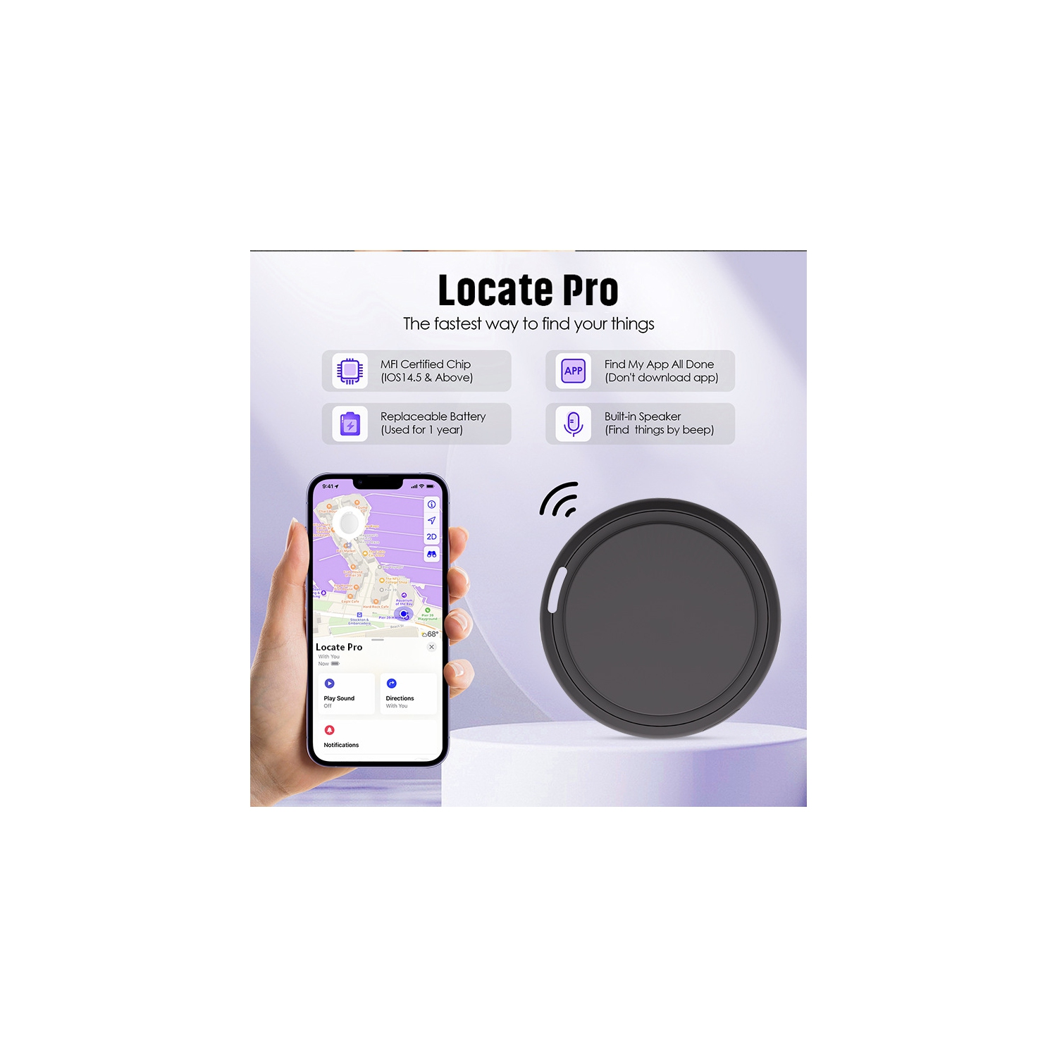 Applicable à iOS Appareil de suivi Bluetooth MFi Apple Anti-Perdu Dispositif de suivi pour enfants personnes âgées Animal de compagnie intelligent,