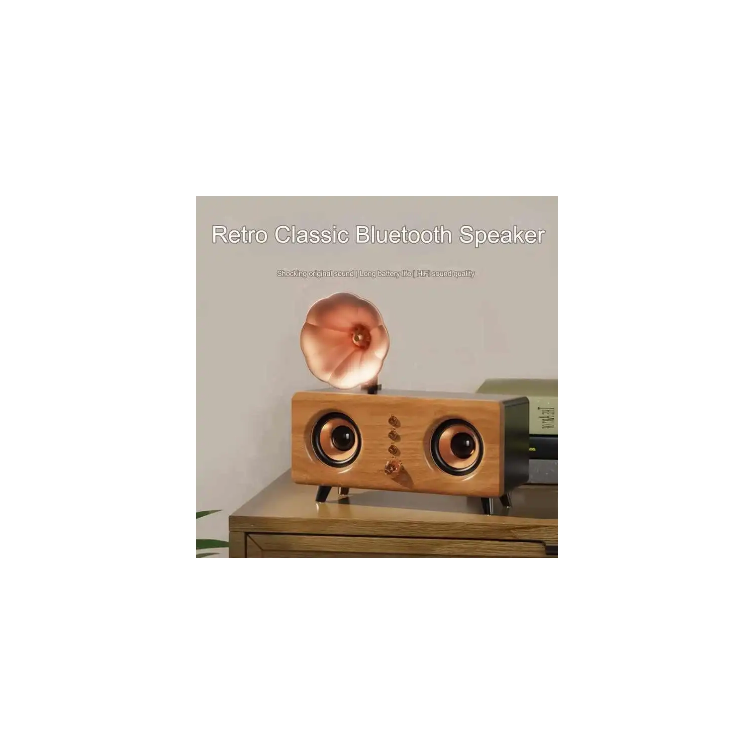 New B161 Retro Wood Grain Bluetooth Speaker Dual Speaker Subwoofer Card Computer Desktop Speaker Wooden Subwoofer Outdoor Party Speaker Creative Gift