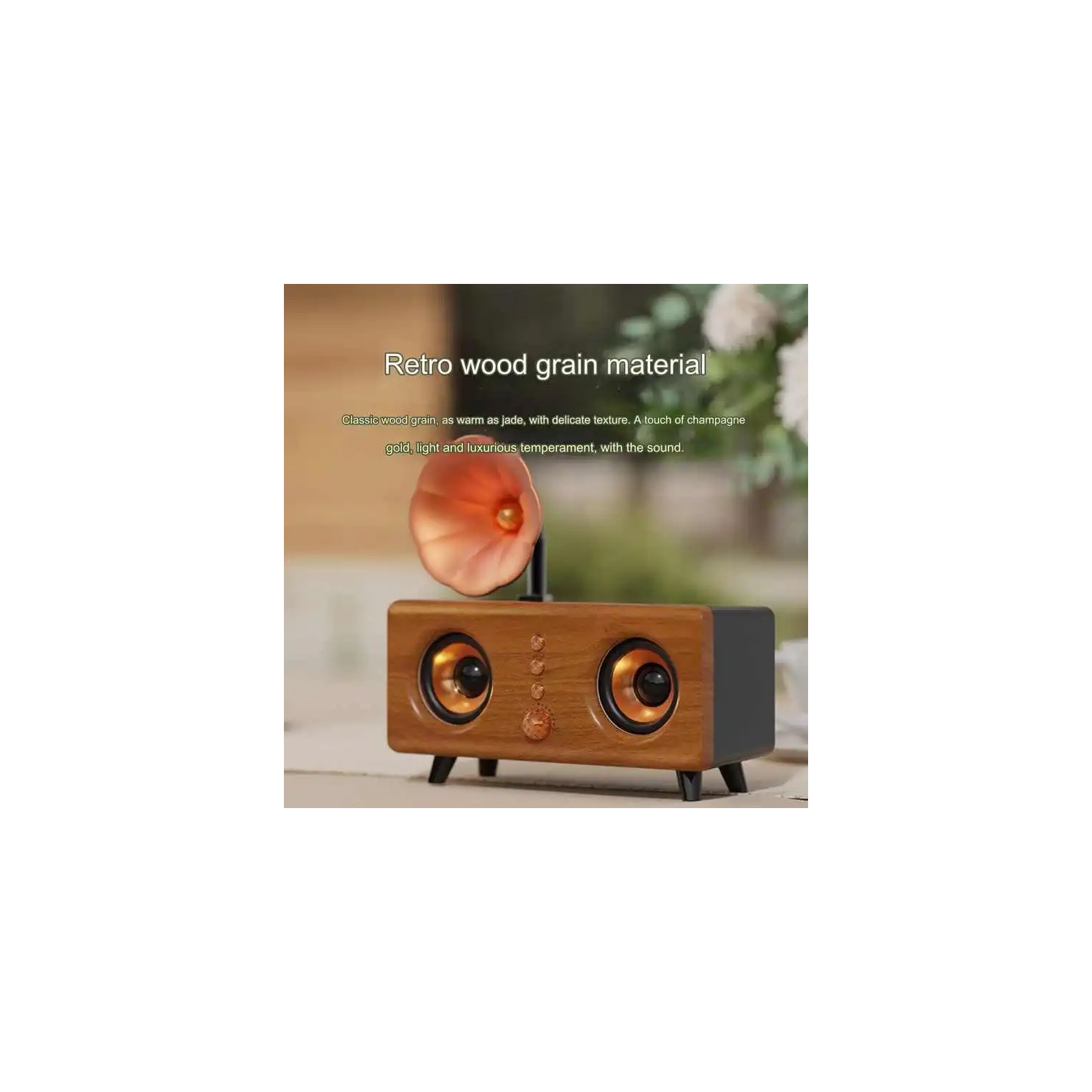 New B161 Retro Wood Grain Bluetooth Speaker Dual Speaker Subwoofer Card Computer Desktop Speaker Wooden Subwoofer Outdoor Party Speaker Creative Gift