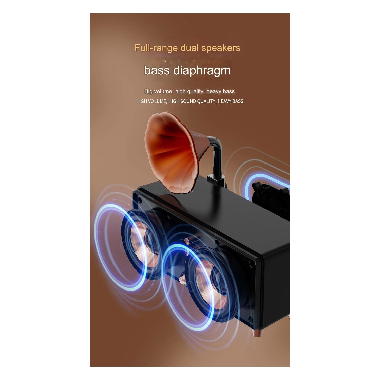 New B161 Retro Wood Grain Bluetooth Speaker Dual Speaker Subwoofer Card Computer Desktop Speaker Wooden Subwoofer Outdoor Party Speaker Creative Gift